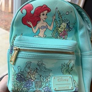 Loungefly Disney Little Mermaid Kiss the Girl Mini Backpack Used Some Lt Stains